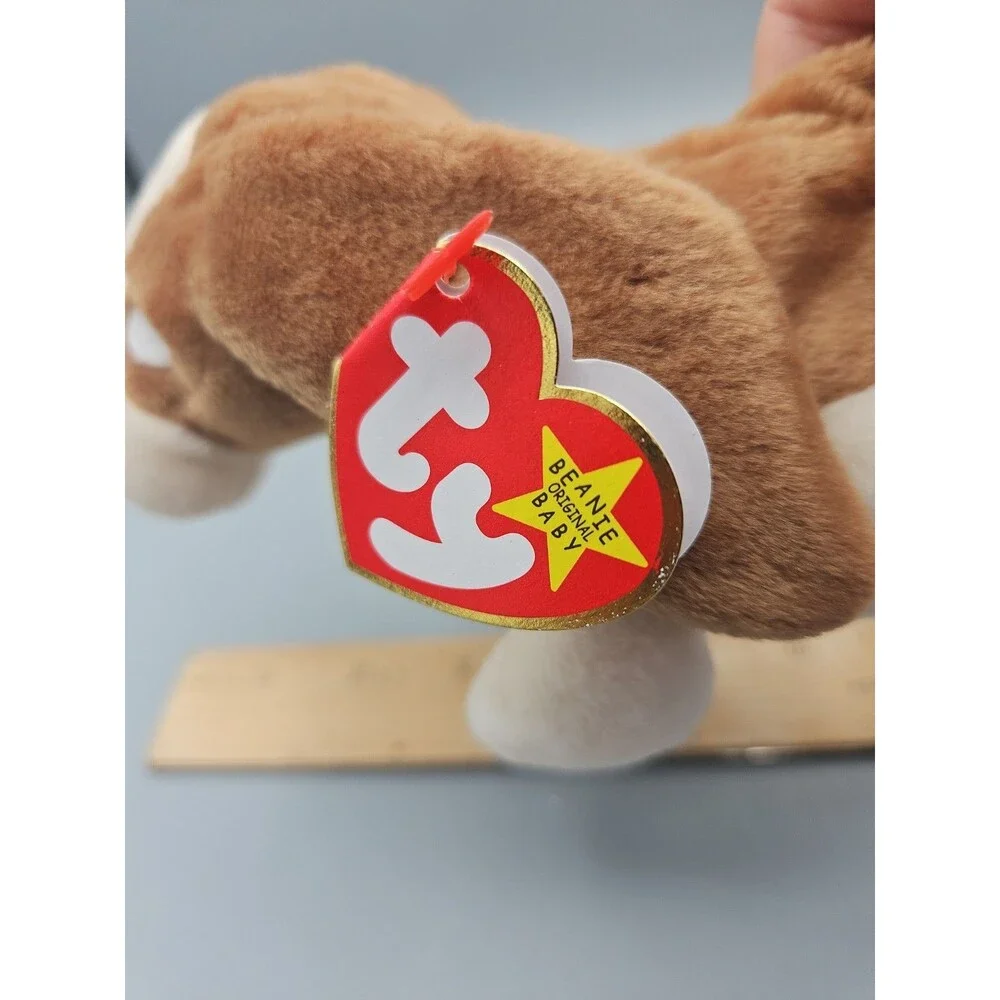 TY Beanie Baby TRACKER Brown & White Basset Hound Dog Plush 1997/1998 NWT
